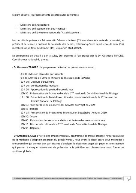 proces verbal de la deuxieme session du comite ... - PROGEBE