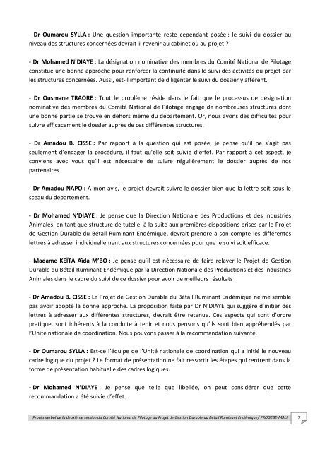 proces verbal de la deuxieme session du comite ... - PROGEBE