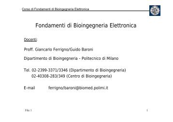 Fondamenti di Bioingegneria Elettronica - Progettoatena.It