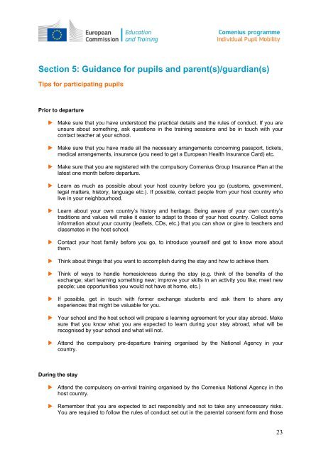 Guide to Comenius Individual Pupil Mobility - European ...