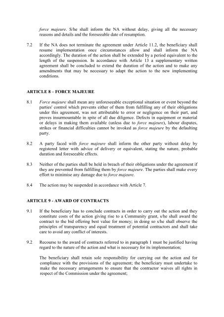 GRANT AGREEMENT - GENERAL CONDITIONS PART A: LEGAL ...