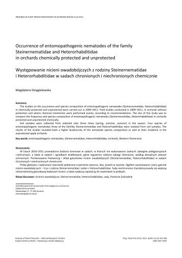 Pełny tekst (PDF) - Progress in Plant Protection/Postępy w Ochronie ...