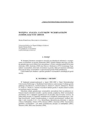 Pełny tekst (PDF) - Progress in Plant Protection/Postępy w Ochronie ...