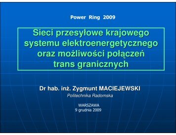 Sieci przesyÅowe krajowego systemu elektroenergetycznego oraz ...