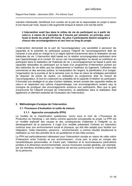 Rapport de recherche du programme d'intervention ... - Pro Infirmis