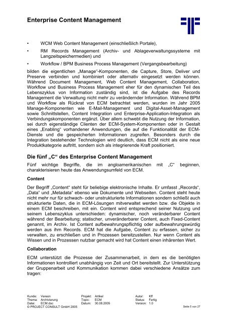 Dokumenten-Management-Systeme - PROJECT CONSULT ...