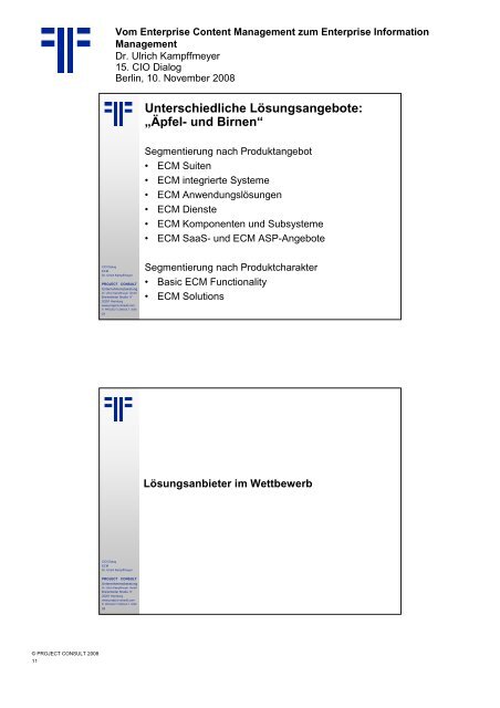 Handout - PROJECT CONSULT Unternehmensberatung Dr. Ulrich ...