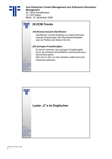 Handout - PROJECT CONSULT Unternehmensberatung Dr. Ulrich ...