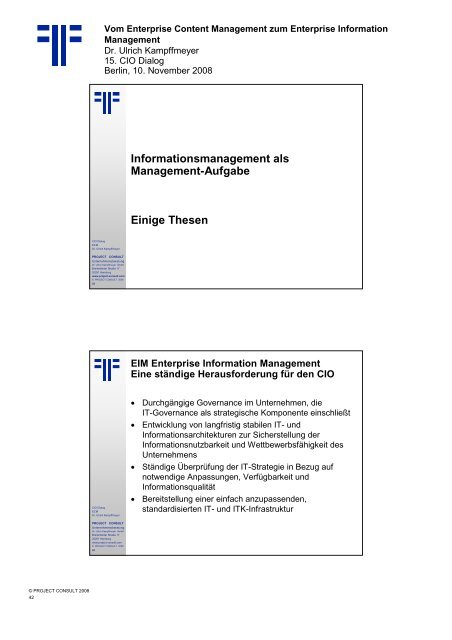 Handout - PROJECT CONSULT Unternehmensberatung Dr. Ulrich ...