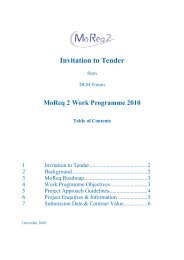 DLM Forum MGB - Invitation To Tender MoReq2 Work Programme v0-4