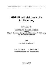 GDPdU und elektronische Archivierung - PROJECT CONSULT ...