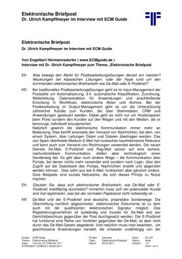 Elektronische Briefpost - Project Consult Unternehmensberatung Dr ...