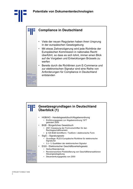 Handout - PROJECT CONSULT Unternehmensberatung Dr. Ulrich ...