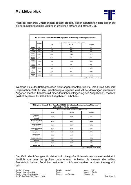 Handout - PROJECT CONSULT Unternehmensberatung Dr. Ulrich ...