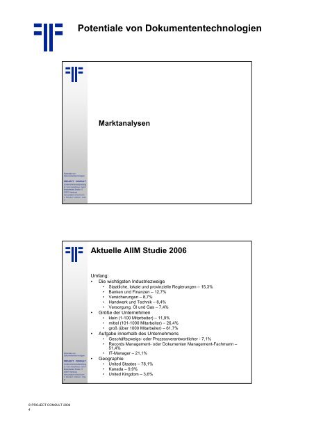 Handout - PROJECT CONSULT Unternehmensberatung Dr. Ulrich ...