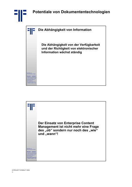 Handout - PROJECT CONSULT Unternehmensberatung Dr. Ulrich ...