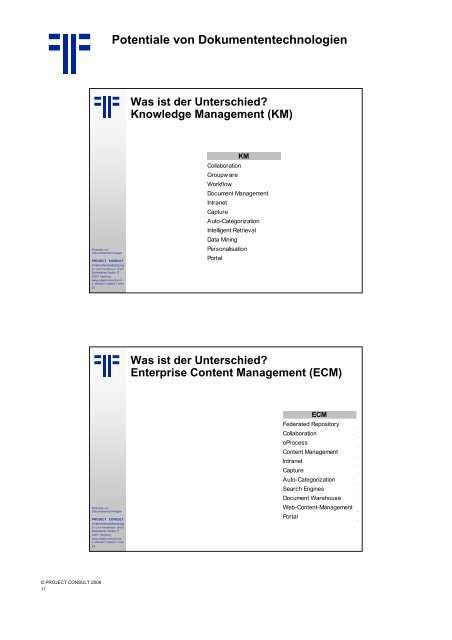 Handout - PROJECT CONSULT Unternehmensberatung Dr. Ulrich ...