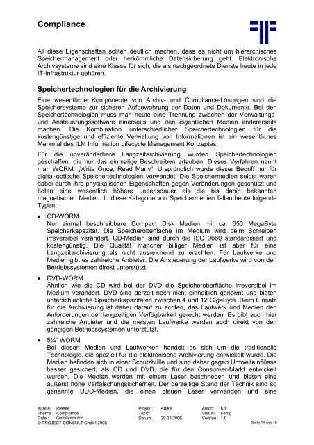 Handout - PROJECT CONSULT Unternehmensberatung Dr. Ulrich ...