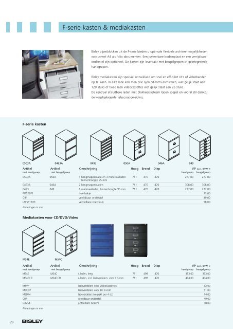 Bisley brochure + prijzen - Witteveen Projectinrichting