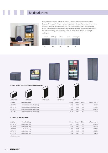 Bisley brochure + prijzen - Witteveen Projectinrichting