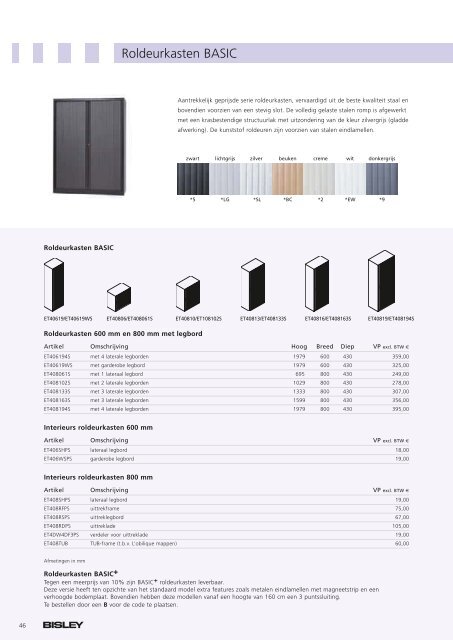 Bisley brochure + prijzen - Witteveen Projectinrichting