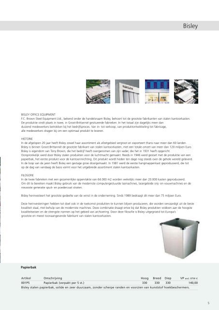 Bisley brochure + prijzen - Witteveen Projectinrichting