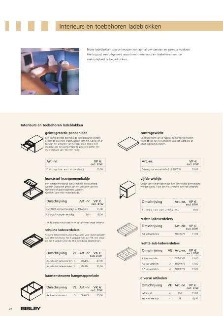 Bisley brochure + prijzen - Witteveen Projectinrichting