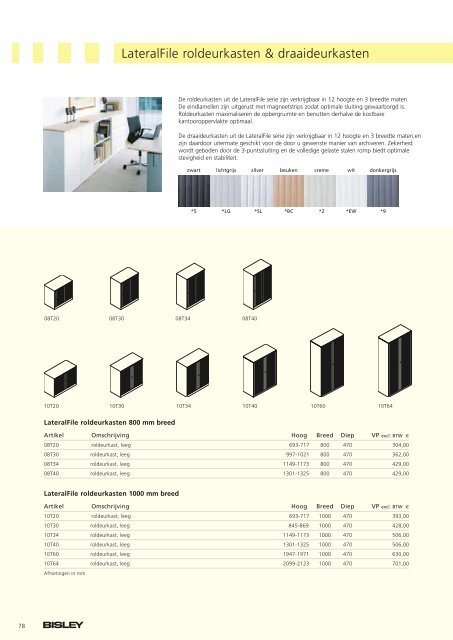 Bisley brochure + prijzen - Witteveen Projectinrichting