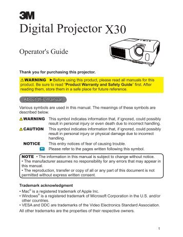 Digital Projector X30 - 3M