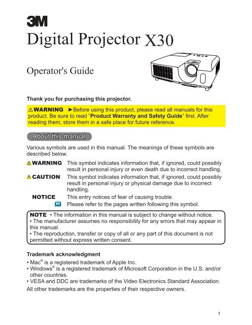 Digital Projector X30 - 3M