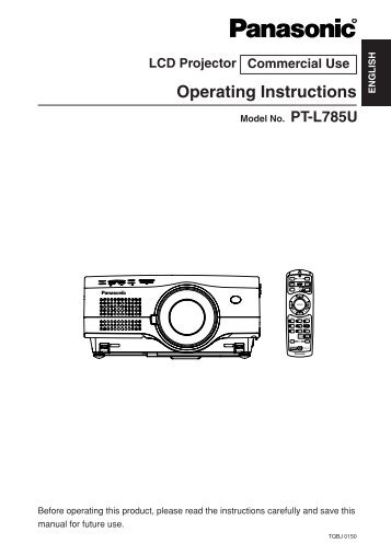 Download Manual For Panasonic PT-L785U - MyProjectorLamps.com