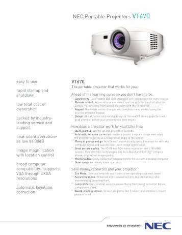 NEC Portable Projectors VT670 - Projector Reviews