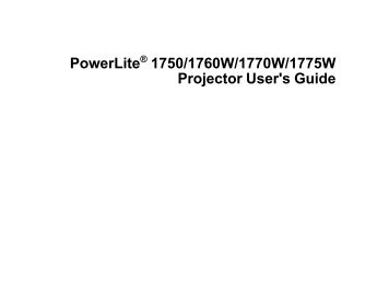 PowerLite 1750 / 1760W / 1770W / 1775W Projectors ... - Epson