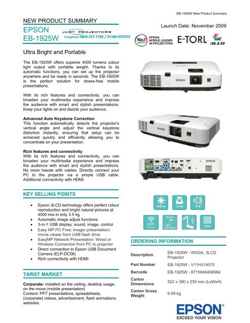 New Product Summary - Projector