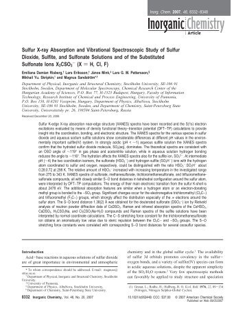 Sulfur X-ray Absorption and Vibrational Spectroscopic Study of ...