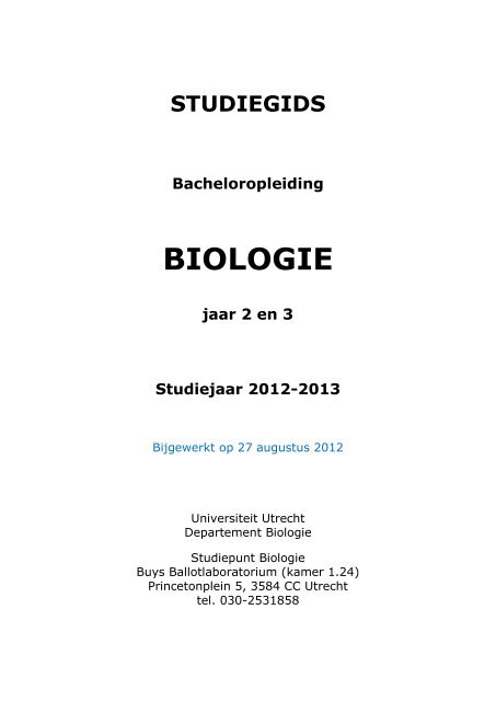 Biologie Bachelor jaar 2 en 3 - BÃ¨tawetenschappen - Universiteit ...
