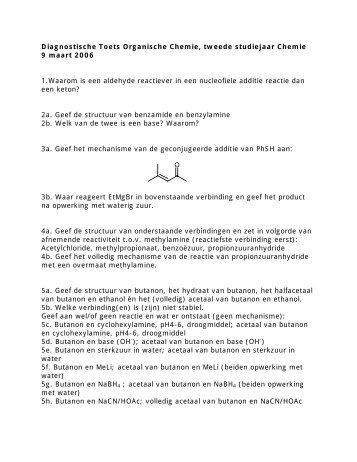 Diagnostische Toets Organische Chemie, tweede studiejaar ...
