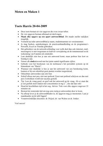 Meten en Maken 1 Toets Harris 20-04-2009