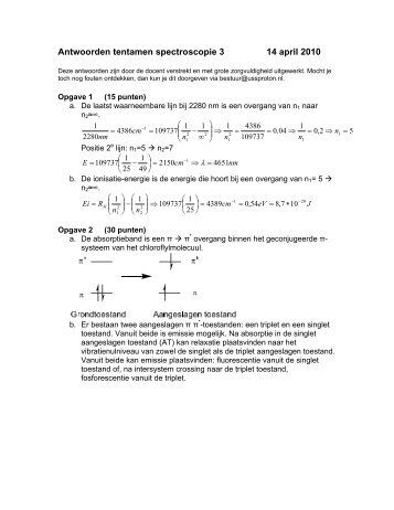 Antwoorden tentamen spectroscopie 3