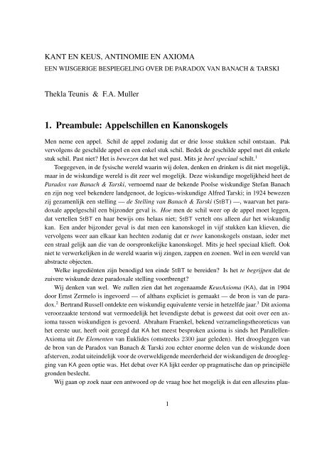 1. Preambule: Appelschillen en Kanonskogels - Universiteit Utrecht