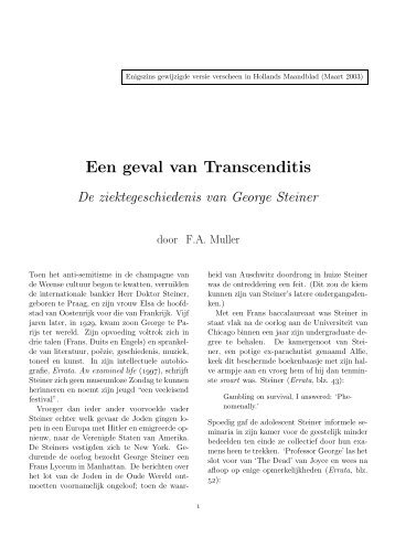 Enigszins gewijzigde versie verscheen in Hollands Maandblad (Maart