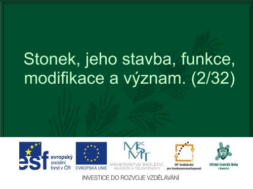 Stonek, jeho stavba, funkce, modifikace a vÃ½znam. - Projekt EU