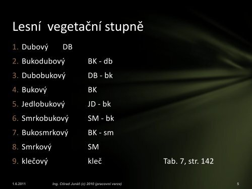 KlimatovegetaÄnÃ­ stupÅovitost - Projekt EU