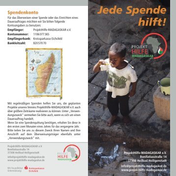 Jede Spende hilft! - ProjektHilfe-MADAGASKAR eV