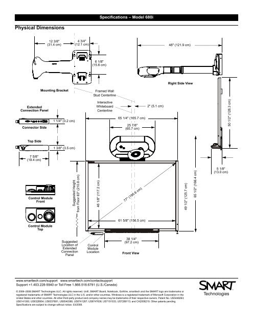 SMART Board Interactive Whiteboard Specifications - Model 680i