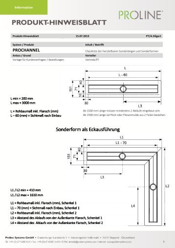 13 07 15 Entwurf Sonderlängen PROCHANNEL - Proline Systems