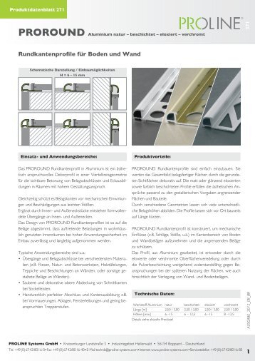 Produktdatenblatt 271 PROROUND Aluminium - Proline Systems