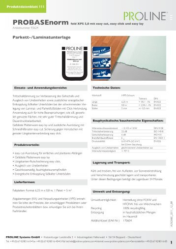 Parkett-/Laminatunterlage 1 - Proline Systems