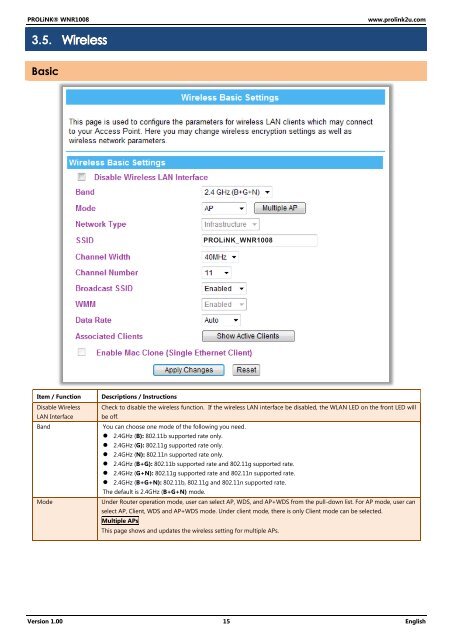 PROLiNK WNR1008 User's Manual