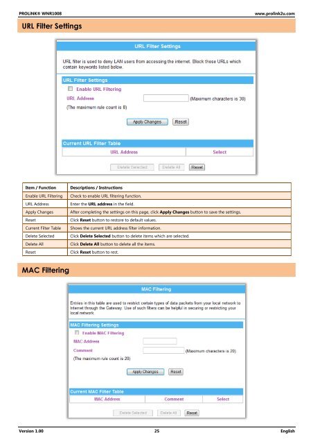 PROLiNK WNR1008 User's Manual